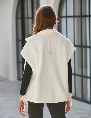 Women's Fleece Vest Casual Sleeveless Button Down Winter Warm Sherpa Jacket with Pockets
