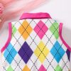 Girl's Geometric Colorblock Collared Tank Dress Sleeveless Button Down Dress