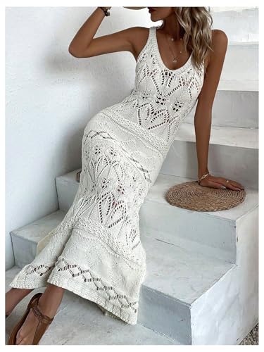 Women's Crochet Dress Bathing Suit Cover Up Hollow Out Beach Maxi Sundress Coverups