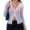 Womens Fall Lightweight Cropped Cardigans Long Sleeve Button Up V Neck Sweater Ribbed Knit Open Front Tops 2025 Trendy