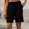 Womens Casual Loose Elastic Drawstring Summer Beach Bermuda Pocketed Shorts