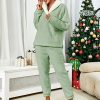 Women's Fleece Pajamas Sets Fluffy Sleepwear Warm Sherpa Pullover Pants with Pockets