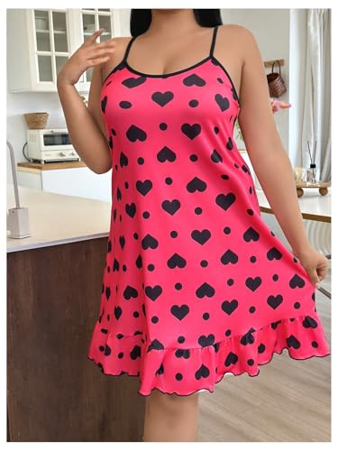 Women's Plus Size Nightgown Sleeveless Ruffle Chemise Slip Dress Spaghetti Strap Nighty