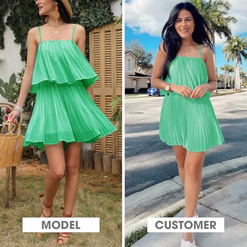 Womens 2025 Summer Romper Dress Spaghetti Strap Pleated Beach Vacation Outfit Fashion Cruise Short Jumpsuit Outfits