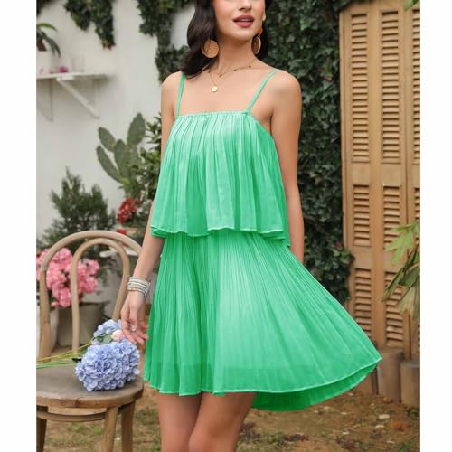 Womens 2025 Summer Romper Dress Spaghetti Strap Pleated Beach Vacation Outfit Fashion Cruise Short Jumpsuit Outfits