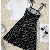 Girl's Floral Tie Shoulder Dress Flowy Boho Short Sundress with Short Sleeve Knit Tee