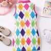 Girl's Geometric Colorblock Collared Tank Dress Sleeveless Button Down Dress