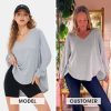 Womens Spring Oversized V Neck Tunic Tops 2025 Casual Long Sleeve Shirts Lightweight Soft Sweater Curved Hem T Shirts