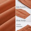 Womens Baggy Wide Leg Pants Casual Elastic Waisted Palazzo Harem Pants with Pockets