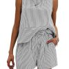 Women's Summer 2 Piece Outfits Sleeveless Tank Top Matching Shorts Sets Cotton Striped Sweatsuits Vacation Beach 2025