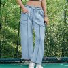 Womens Baggy Wide Leg Pants Casual Summer Palazzo Pants Drawstring Waist Barrel Sweatpants with Pockets