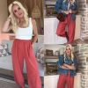 Womens Baggy Wide Leg Pants Casual Elastic Waisted Palazzo Harem Pants with Pockets