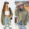 Womens Corduroy Shirts Oversized Button Down Long Sleeve Jacket Shackets Loose Blouses Fall Casual Outfits