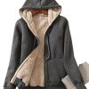 Women's Casual Full Zip Up Sherpa Lined Hoodie Sweatshirt Jacket Coat