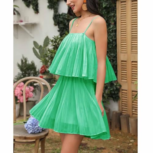 Womens 2025 Summer Romper Dress Spaghetti Strap Pleated Beach Vacation Outfit Fashion Cruise Short Jumpsuit Outfits
