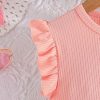 Girl's Summer Floral Dress Ruffle Sleeve A Line Flowy Ribbed Boho Vacation Dress