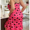 Women's Plus Size Nightgown Sleeveless Ruffle Chemise Slip Dress Spaghetti Strap Nighty