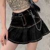 Women's Casual Slim A-line Pleated Ruffle Short Mini Denim Skirts