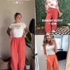 Womens Baggy Wide Leg Pants Casual Elastic Waisted Palazzo Harem Pants with Pockets