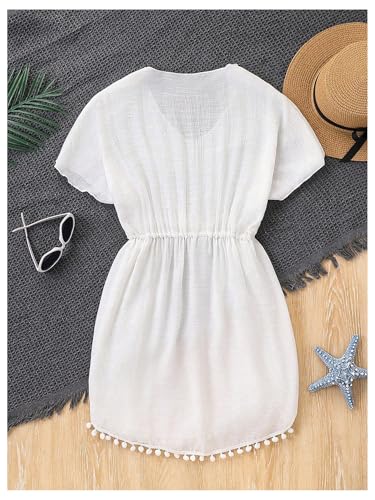 Girl's Swimsuit Coverups Chiffon Short Sleeve Beach Dress Bathing Suit Cover Up
