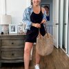 Women's Summer Sleeveless Mini Dress V Neck Spaghetti Straps Athletic Built-in Shorts Sundress