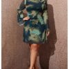 Women's Plus Size Sexy Backless Tie Dye Mesh Dress Bell Sleeve Flared Y2k Mini Dress