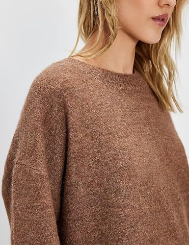Women Sweater Tee Casual Crewneck Short Sleeve Pullover Top Ribbed Knit Loose Shirt