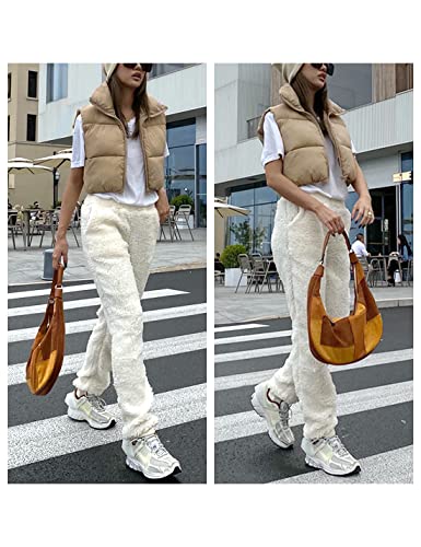 Women's Cropped Puffer Vest Zip Up Stand Collar Sleeveless Outerwear with Pockets