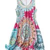 Women's Plus Size Summer Sleeveless Floral Sundress V Neck Loose Flowy Boho Tank Dress