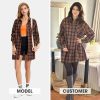 Womens Plaid Flannel Shacket Long Sleeve Button Down Shirts Long Jackets Oversized Spring Fashion Outfits 2025 Clothes
