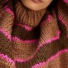 Women Stripe Pullover Sweater Turtleneck Ribbed Knit Top Casual Fall Winter Knitwear