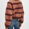 Women Stripe Pullover Sweater Turtleneck Ribbed Knit Top Casual Fall Winter Knitwear