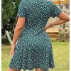 Women's Plus Size Floral Sundress V Neck A Line Flowy Short Sleeve Boho Cute Dress