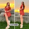 Women's 2025 Summer Ruffle Short Sleeve Tie Back Romper Dress Square Neck A Line Cute Dressy Short Jumpsuits