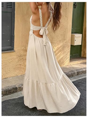 Women's Boho Sleeveless Maxi Dress Ruffled Beach Sundress Casual Flowy Summer Dresses