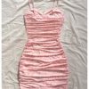 Women's Sexy Bustier Dress Ruched Bodycon Spaghetti Strap Party Night Mini Dress