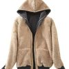 Women's Casual Full Zip Up Sherpa Lined Hoodie Sweatshirt Jacket Coat
