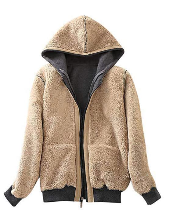 Women's Casual Full Zip Up Sherpa Lined Hoodie Sweatshirt Jacket Coat