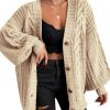 51fGm4Ean1L.jpg Womens 2024 Oversized Cardigan Sweaters Fall Winter Lightweight Soft Knit Cardigan Open Front Button Outwear Coats