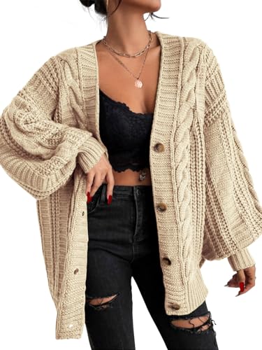 51fGm4Ean1L.jpg Womens 2024 Oversized Cardigan Sweaters Fall Winter Lightweight Soft Knit Cardigan Open Front Button Outwear Coats