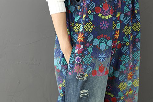 Women's Loose Baggy Denim Wide Leg Drop Crotch Jumpsuit Rompers Overalls