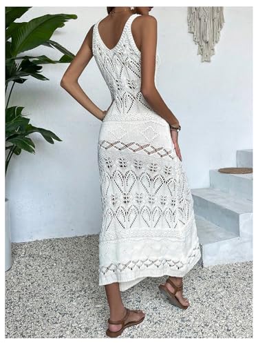 Women's Crochet Dress Bathing Suit Cover Up Hollow Out Beach Maxi Sundress Coverups