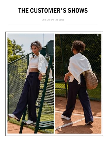 Women's High Waisted Drawstring Waist Wide Leg Sweatpants with Pockets Casual Loose Yoga Pants