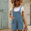 Women's Casual Summer Cotton Linen Rompers Overalls Jumpsuit Shorts