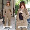 Women Fall 2 Piece Outfits Long Sleeve Zip Up Crop Sweatshirts Jacket Wide Leg Pants Airport Travel Matching Sets 2025