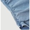 SHENHE Women's Denim Halter Neck Backless Ruched Fitted Y2k Asymmetrical Jean Tops