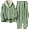 Women's Fleece Pajamas Sets Fluffy Sleepwear Warm Sherpa Pullover Pants with Pockets