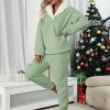 Women's Fleece Pajamas Sets Fluffy Sleepwear Warm Sherpa Pullover Pants with Pockets