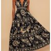 Women's Summer Tropical Sundress Deep V Neck Criss Cross Backless Flowy Maxi Dress
