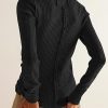 Women's Waffle Knit Tops Long Sleeve Shirts Casual Slim Fitted Crew Neck Pullover Shirts